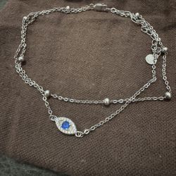 925 sterling Evil Eye Dainty Anklet ankle bracelet adjustable  Approx 10.5” In great condition