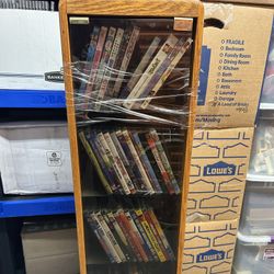 Real Wood-Vintage DVD Cabinet W/ ALL DVDs Included
