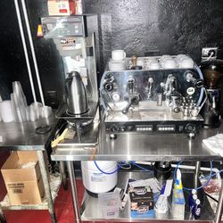 Coffee Espresso Machine And Tables