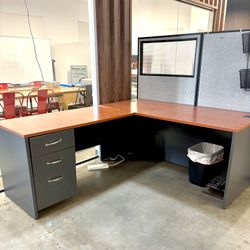 Bush Business Westfield 66"W L Shaped Desk W/ Return and File Cabinet,