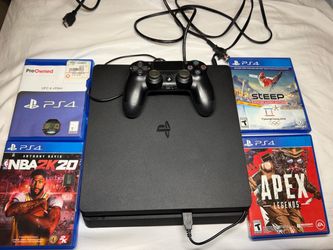 Sony PlayStation 4 PS4 Slim 1TB Console Bundle – Controller, 4 Games & Cables – CUH-2215B
