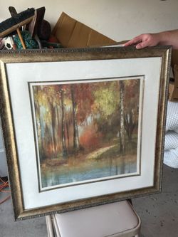 Framed Autumn Forest Landscape Wall Art