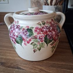 Hand painted lidded jar Crock