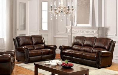 Brown Leather Sofa+Love Seat+Recliner - $2,249