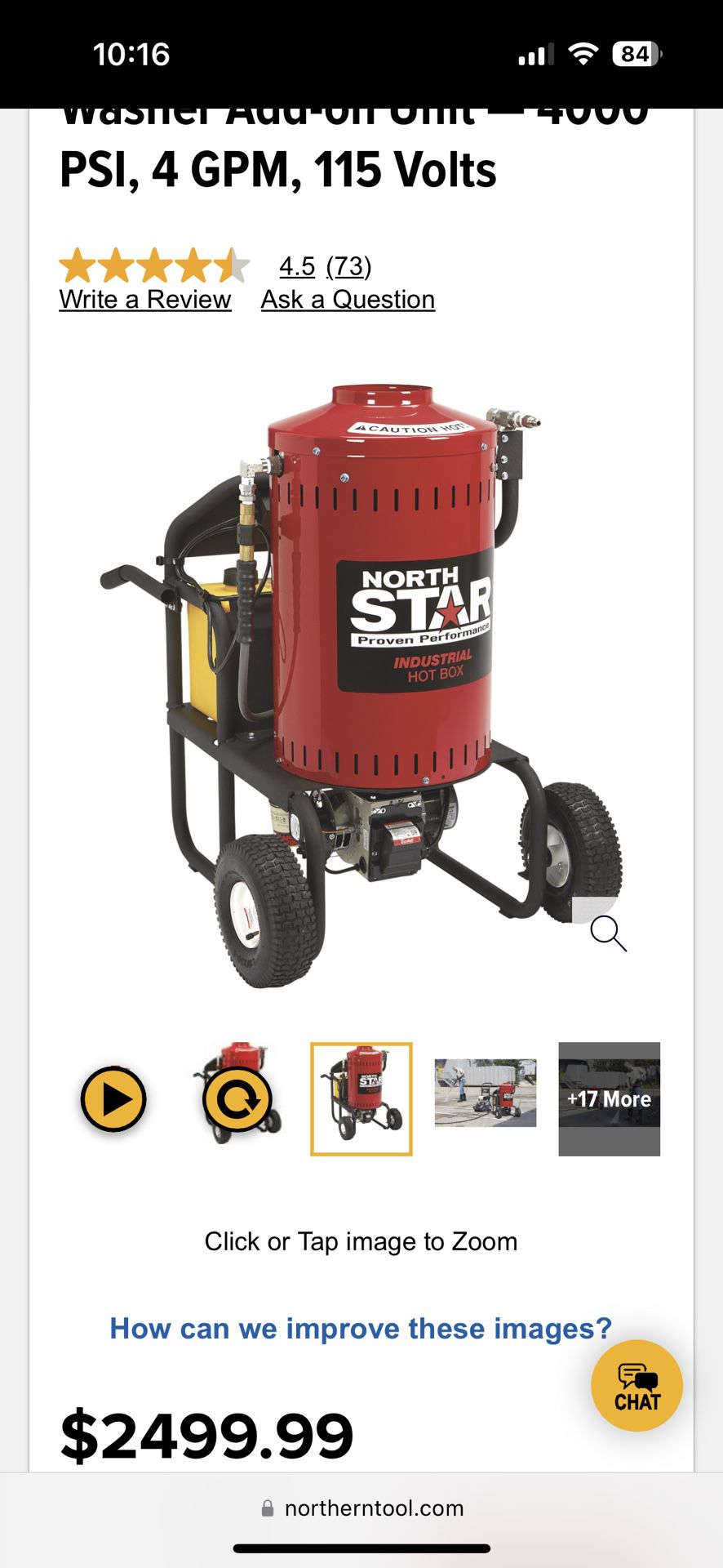 NorthStar Electric Wet Steam & Hot Water Pressure Washer Add-on Unit — 4000 PSI, 4 GPM, 115 Volts