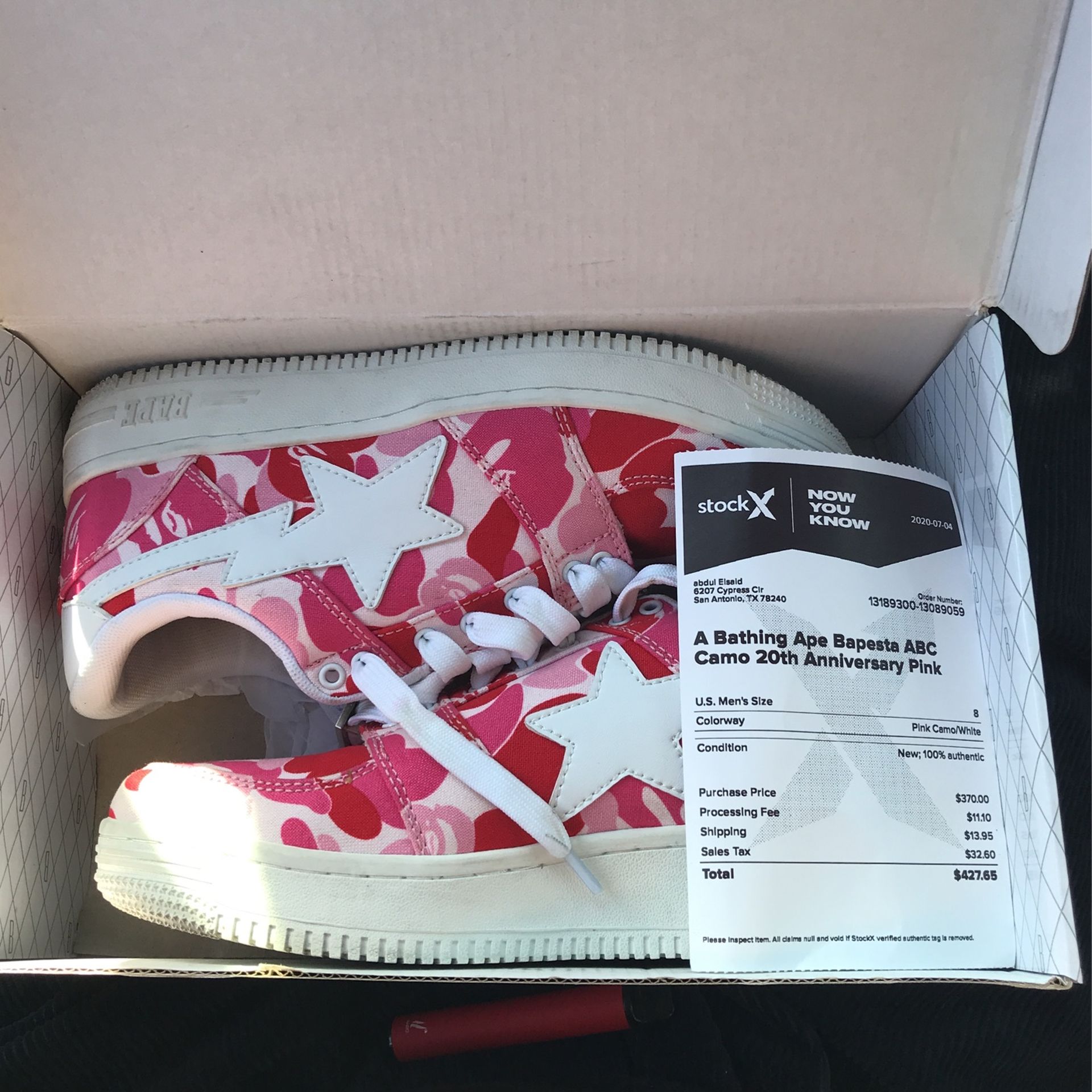 A Bathing Ape Bapesta (ABC) Camo 20th Anniversary  Pink