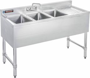 New Durasteel NSF 3-Compartment Stainless Steel Bar Sink