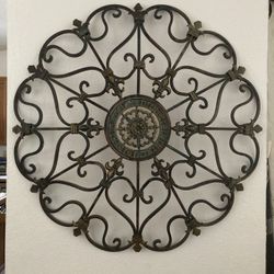 Wall Art Bronze Metal Scroll Medallion - READ POST