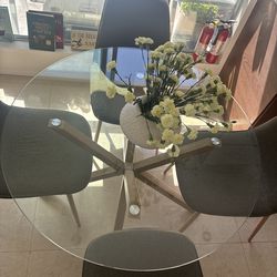 Modern Glass Dining Table + 4 Chairs – Mid-Century Style ✨