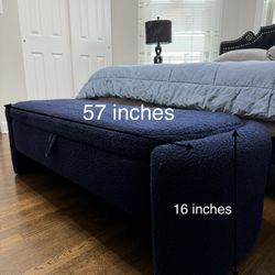 Blue Ottoman/ Footstool/ Bench