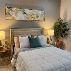 Full Bed, Rails, Box Spring, & mattress 