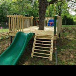 Tree House Riverrock Decking Patio She-sged