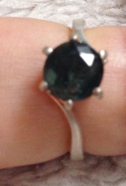Pure silver ring with gemstone