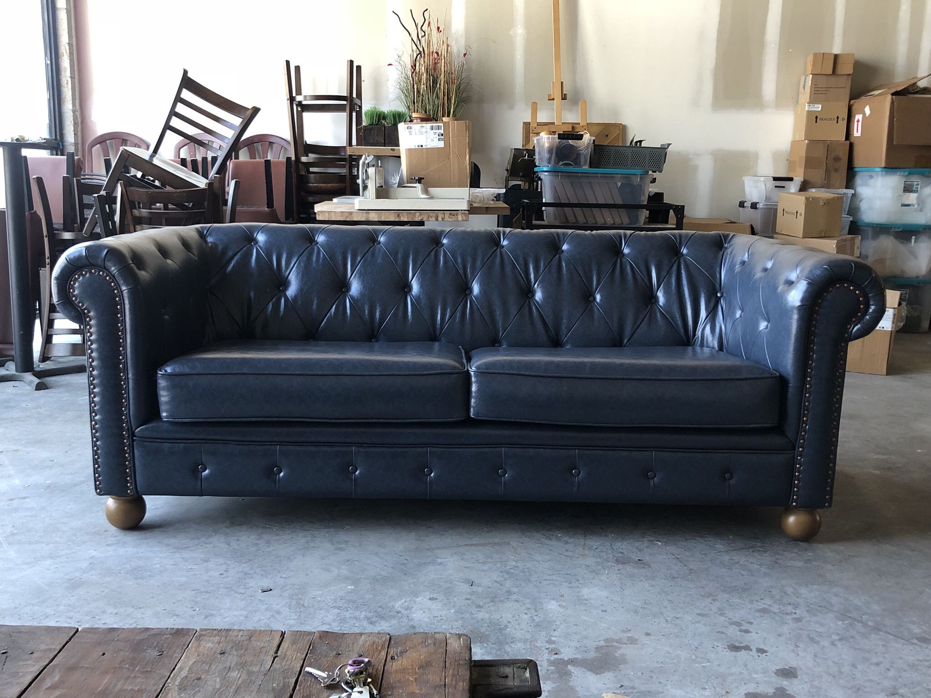 Tufted Deep Blue Couch