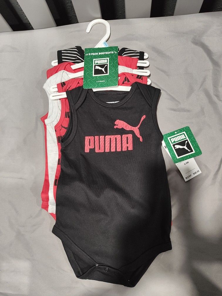 Puma Boys 5 Pack Bodysuits 6-9M