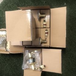 Brass Door Handles And Hinges (all or Sold Separately)