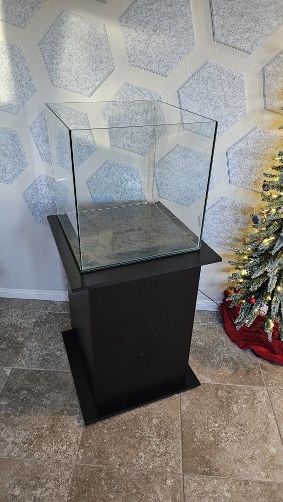 35gal Rimless Cube Aquarium Fish Tank With Stand And Lid