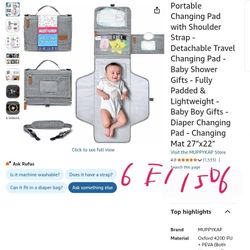 Portable Changing Pad with Shoulder Strap - Detachable Travel Changing Pad - Baby Shower Gifts - Fully Padded & Lightweight - Baby Boy Gifts - Diaper 