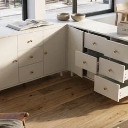 Corner L-Shaped Sideboard/Storage Cabinet 