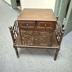 Vintage Wood Poker And Bar Cabinet