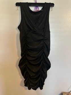 Black Ruched Glitter Dress
