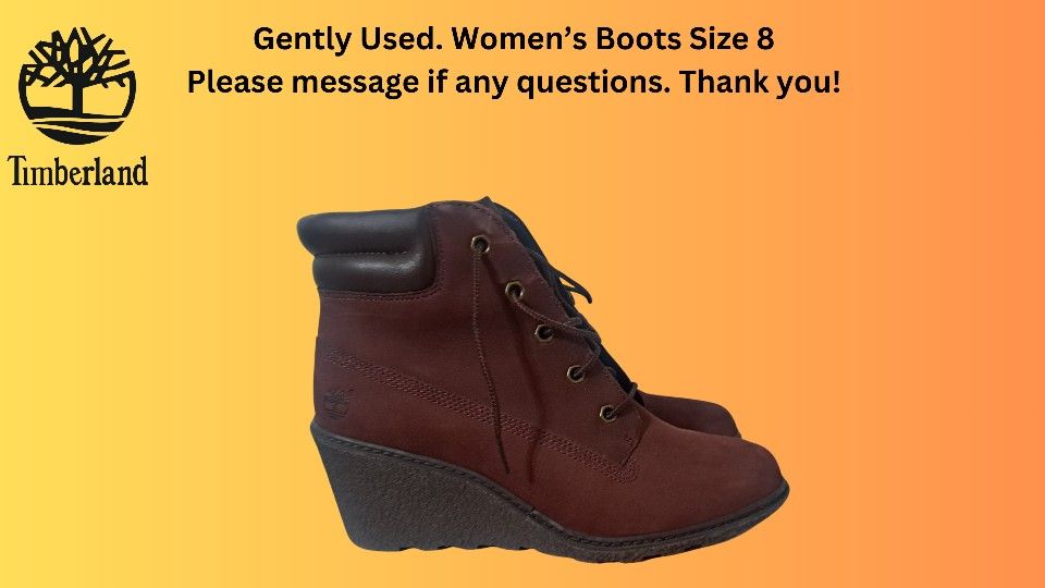 Timberland Women's Boots Size 8 Wine-Maroon Color