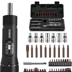 coobeast 49 Pcs Torque Screwdriver 10-70 Inch Pound Torque Screwdriver Set with S2 Bits & Sockets, 1/4” Drive Torque Wrench Screwdriver Set for Mainte