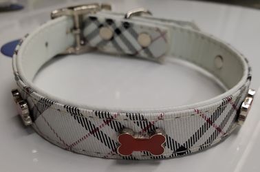 Grey Plaid Dog Collar
