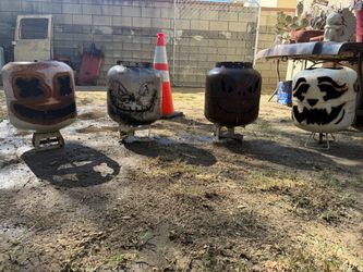 Steel Tank Jack-O-Lantern Fire Pit Set of 4