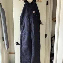 Brand New Carhartt Men’s Navy Flame Resistant Duck Insulated Bib Overalls