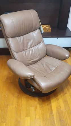 Leather Recliner and Ottoman