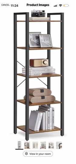 5-Tier Bookshelf with Metal Frame