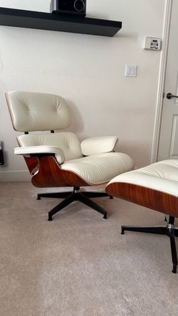 TALL Version, Mid-Century Eames-Style Lounge Chair and Ottoman