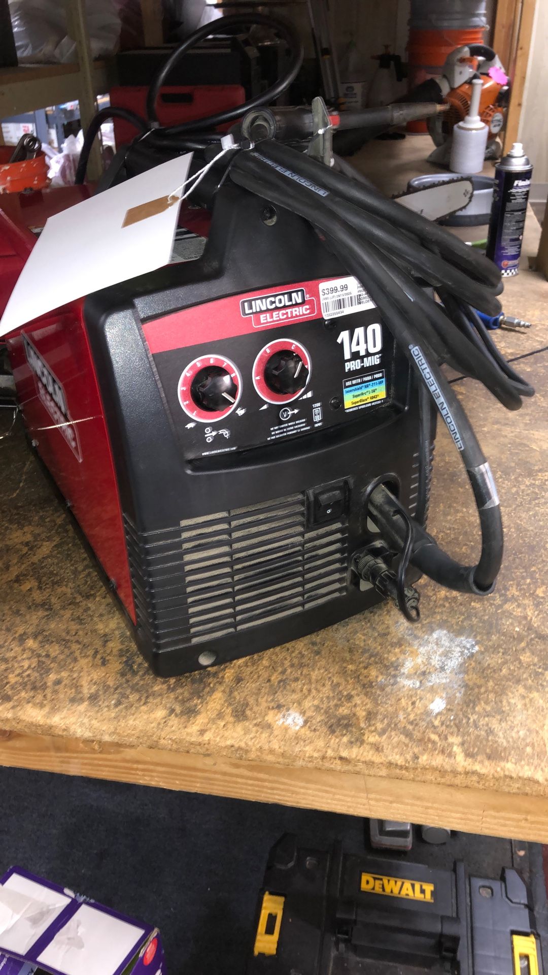 1002 Lincoln Electric PRO MIG 140 Corded 120v 140amp Mig Flux Corded Wire Feed Welder W/ Clamp & Wire Feeder 998434