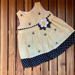 Yellow, White, And Black Baby Dress 