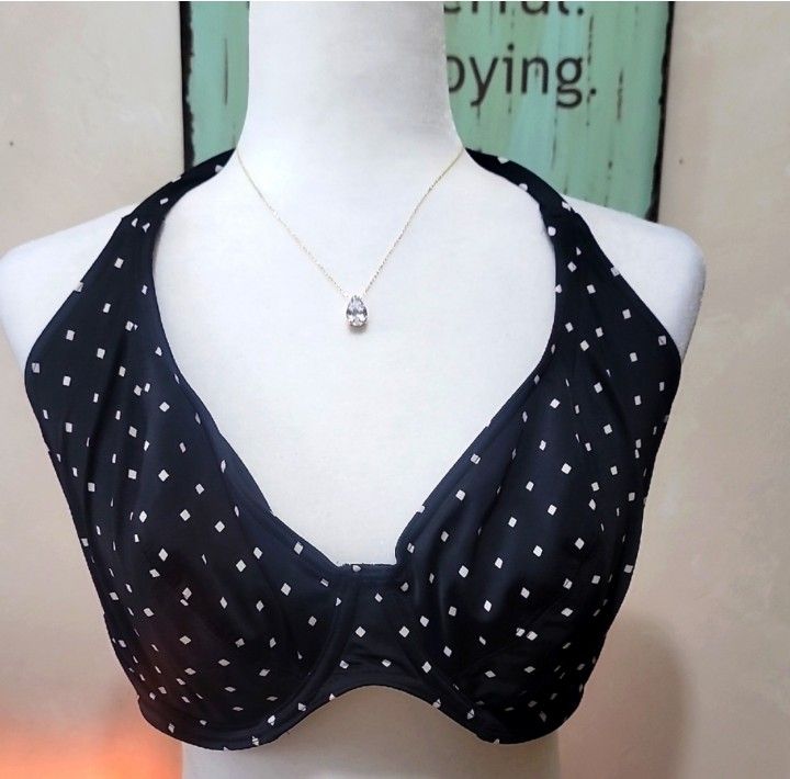Freya Black and White Halter Bikini Top