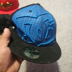 DC NEW ERA  7 5.8 Blue Logo  Adult Baseball Hat Cap Pre-owned 2 HATS