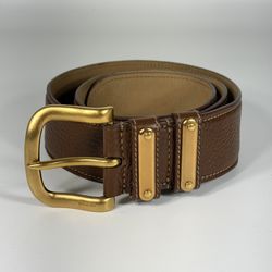 Prada Men’s Brown Leather Textured Belt - 1C 3596 - Made in Italy - Size 80 / 32