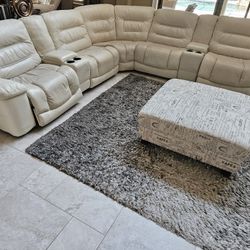 White Leather Sectional 