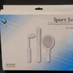 Sports Set for Nintendo Wii - Golf Club, Baseball Bat, Tennis - Open Box