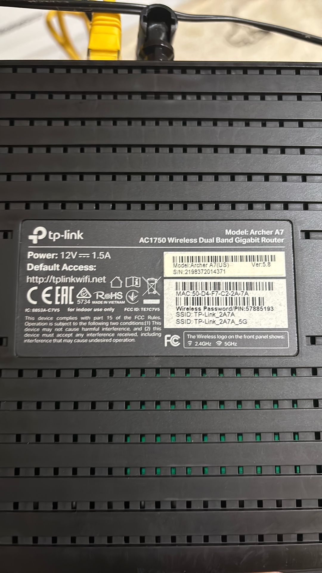 Tp-link Archer A7 AC 1750 Wireless Dual Band Gigabit Router