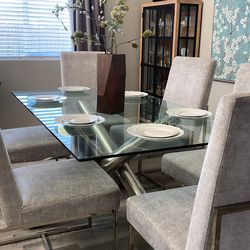 Modern glass dining table