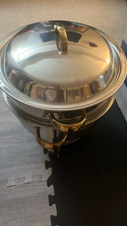 deluxe 14 qt soup and sauce chafer, gold accent