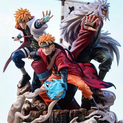 Naruto Figure Shippuden GK Namikaze Minato Jiraiya Uzumaki Naruto Oversized 41cm PVC Desktop Collection Anime Action Model Gift
