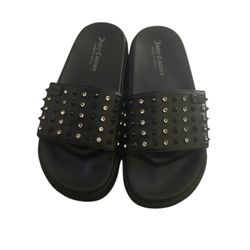 Juicy couture Black Rhinestone Slides Size 9