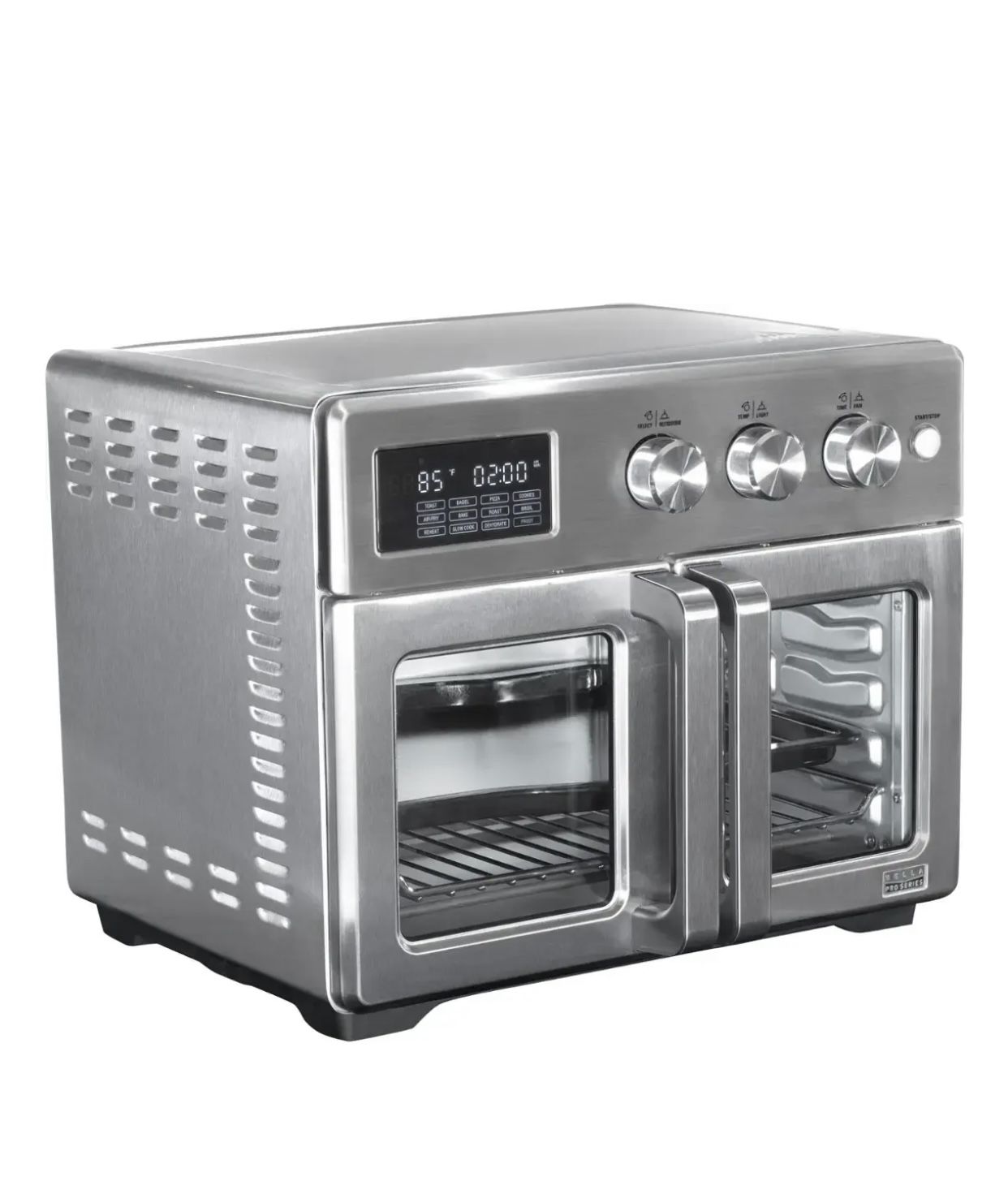 bella PRO 12 in 1 6 Slice Toaster Oven + 33 qt. Air Fryer with French Doors Stainless Steel
