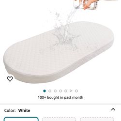 Baby Bassinet Mattress, Breathable, Premium Foam, Hypoallergenic, Non-Toxic, Oval Shaped with Removal Waterproof Cover, 20" x 33" x 2"' 凸 $28