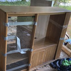 TV Cabinet With Glass and Shelves 