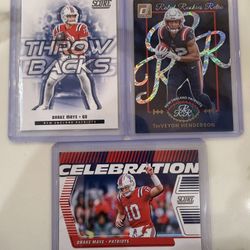 2025 Football Patriots Card Lot (3) Drake Maye & Treveyon Henderson RC Inserts