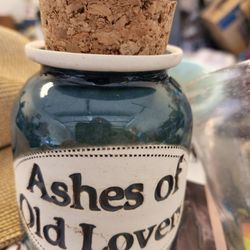 1991 Dr. Brophy's Ceramic Word Jars "Ashes of Old Lovers" Blue 

